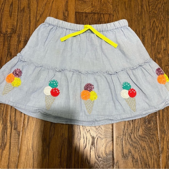 Boden Girls size 6-7 Ice Cream Sequins Appliqué Skirt Light Blue Elastic waist - Picture 1 of 6